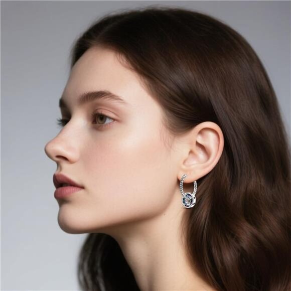 925 Sterling Silver Butterfly Earrings – Moon & Star Dangle for Women - Picture 7 of 8